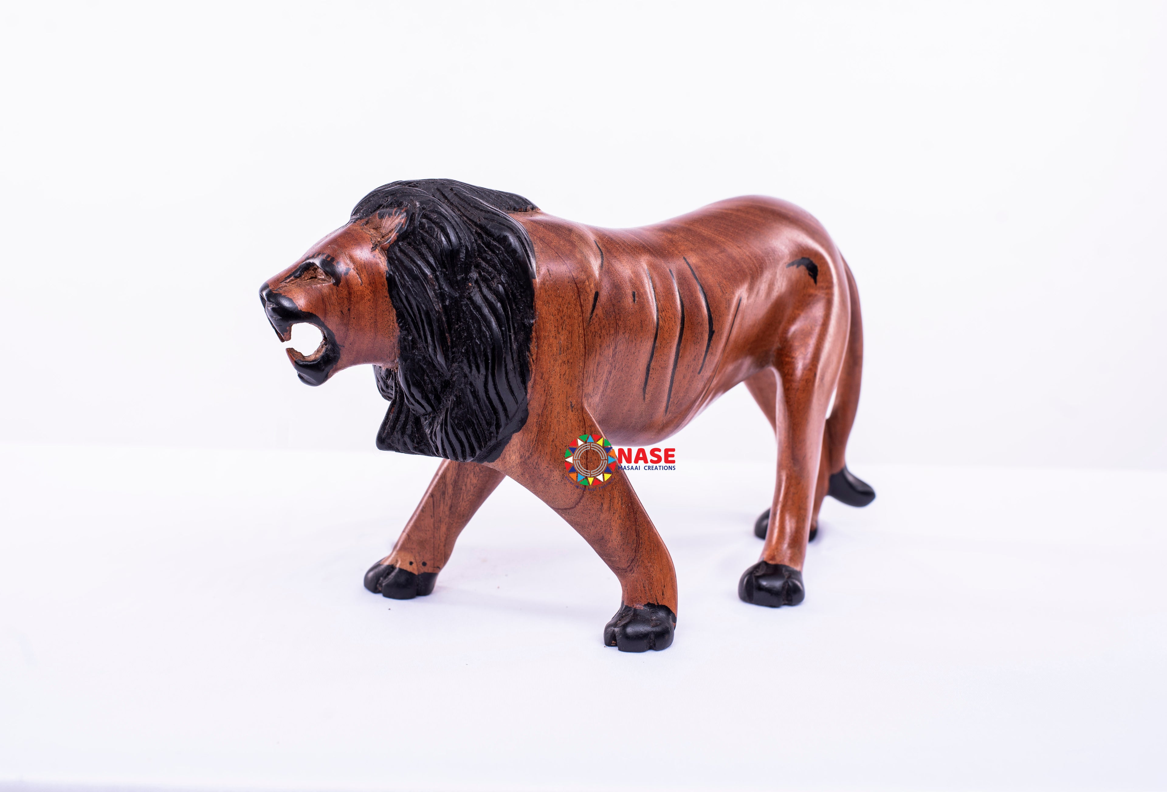 MAJESTIC LION WOOD CARVINGS AFRICAN HAND CRAFTED