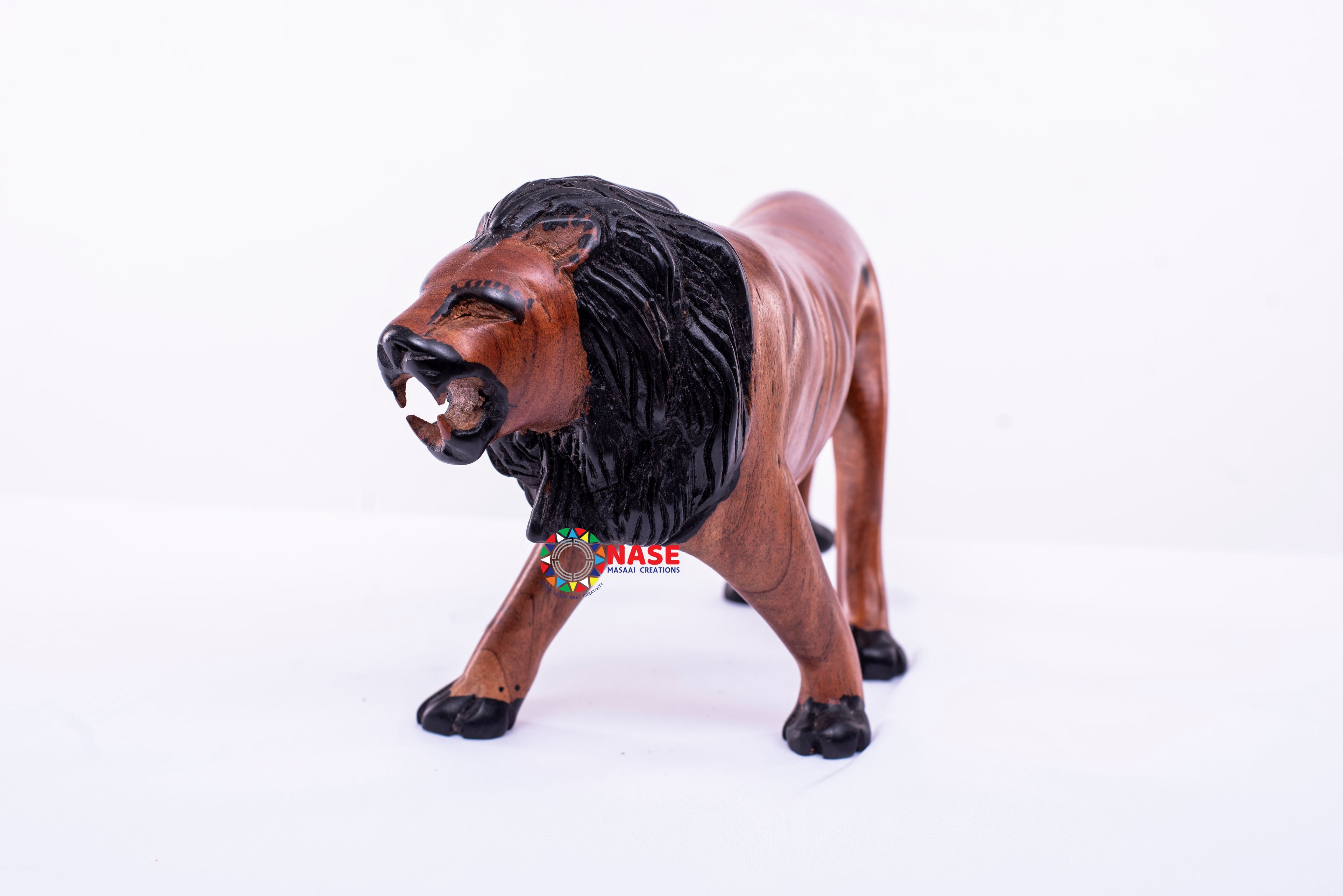 MAJESTIC LION WOOD CARVINGS AFRICAN HAND CRAFTED