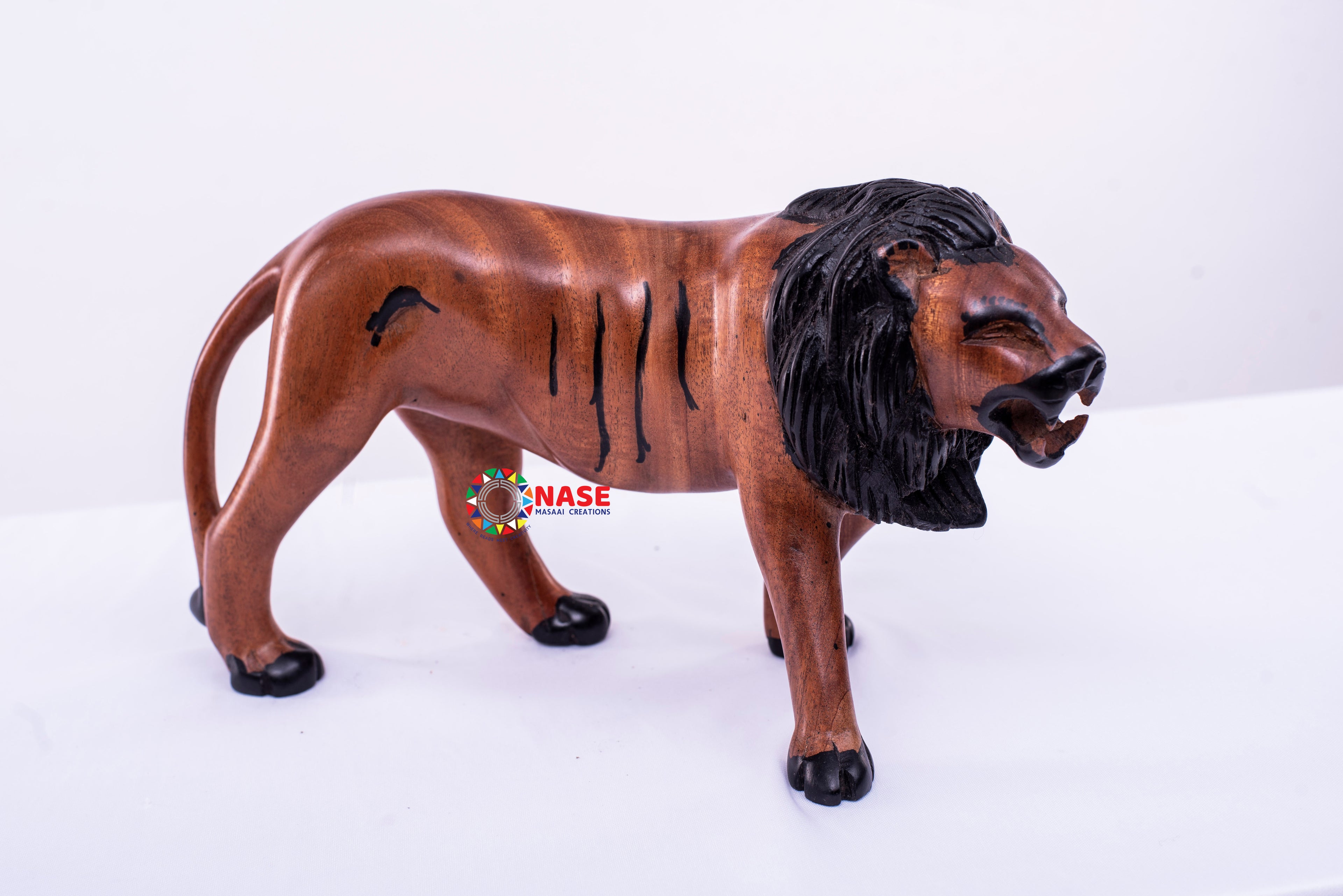 MAJESTIC LION WOOD CARVINGS AFRICAN HAND CRAFTED