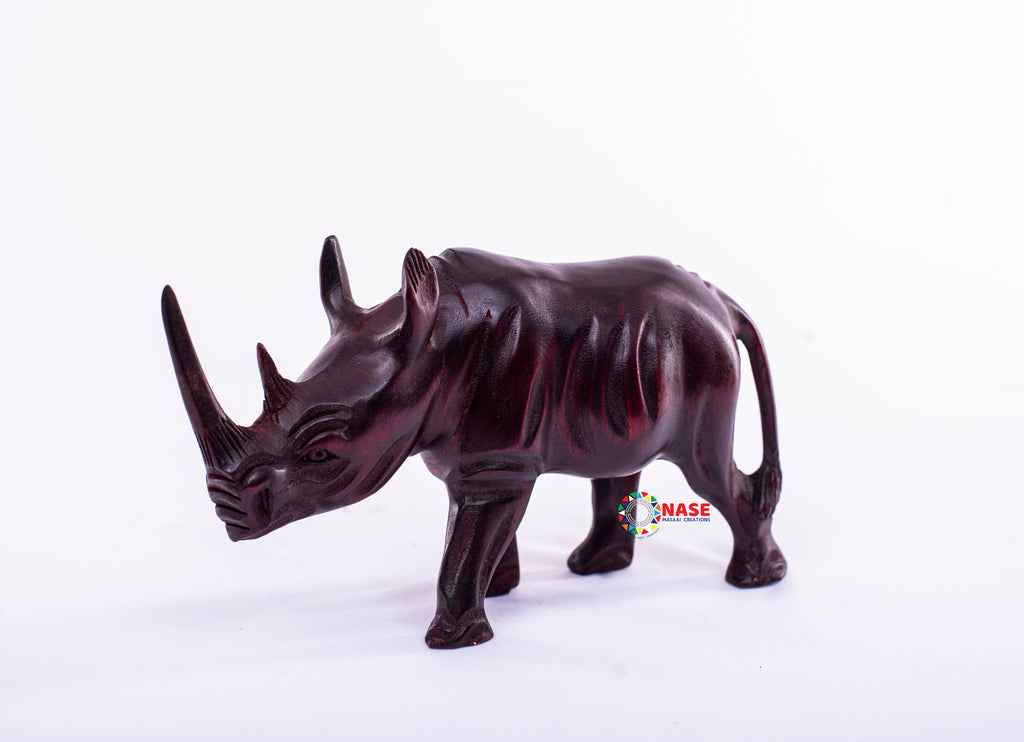 WOODEN CARVINGS OF A RHINO