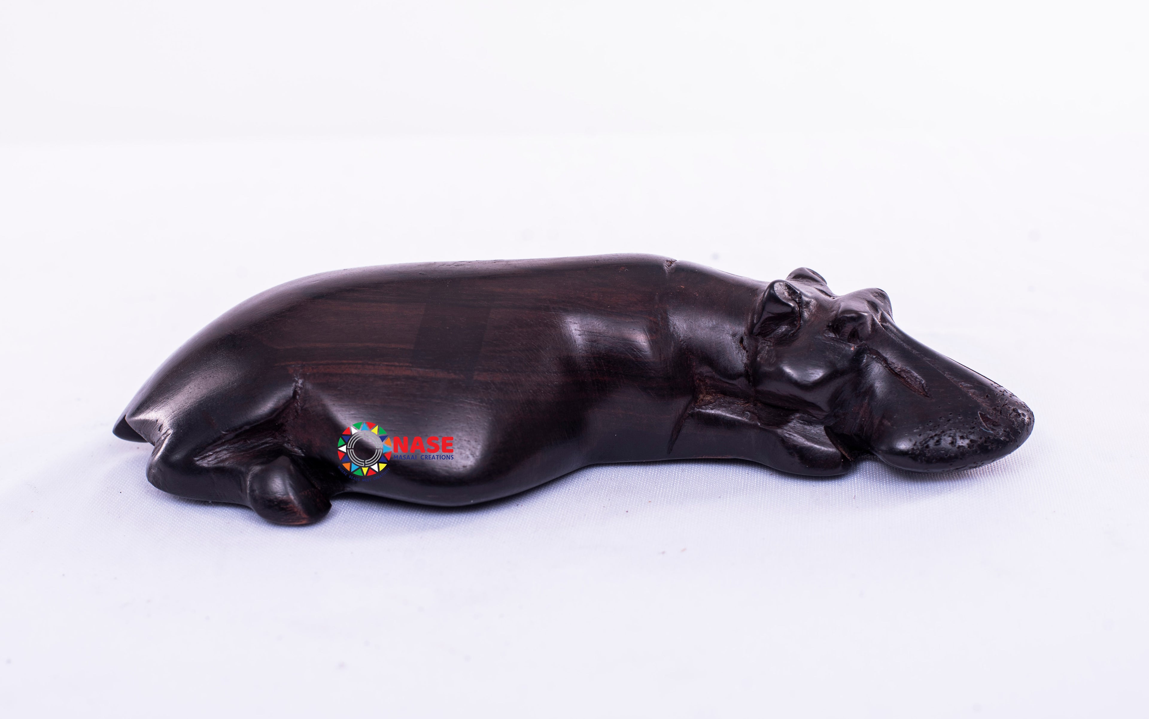 MAHOGANY WOODED HAND CARVED HIPPO
