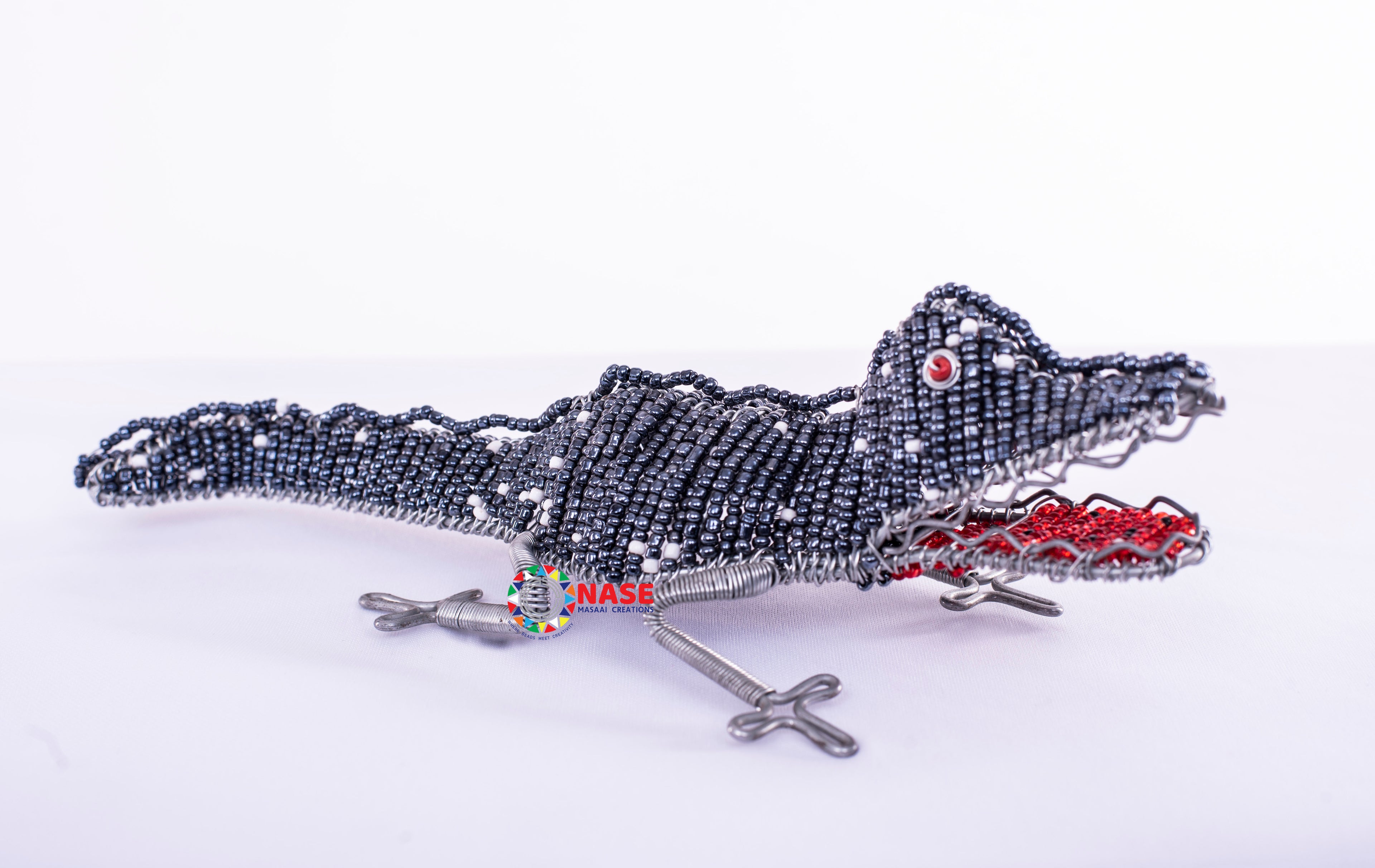 HAND MADE CROCODILE WITH BEEDS