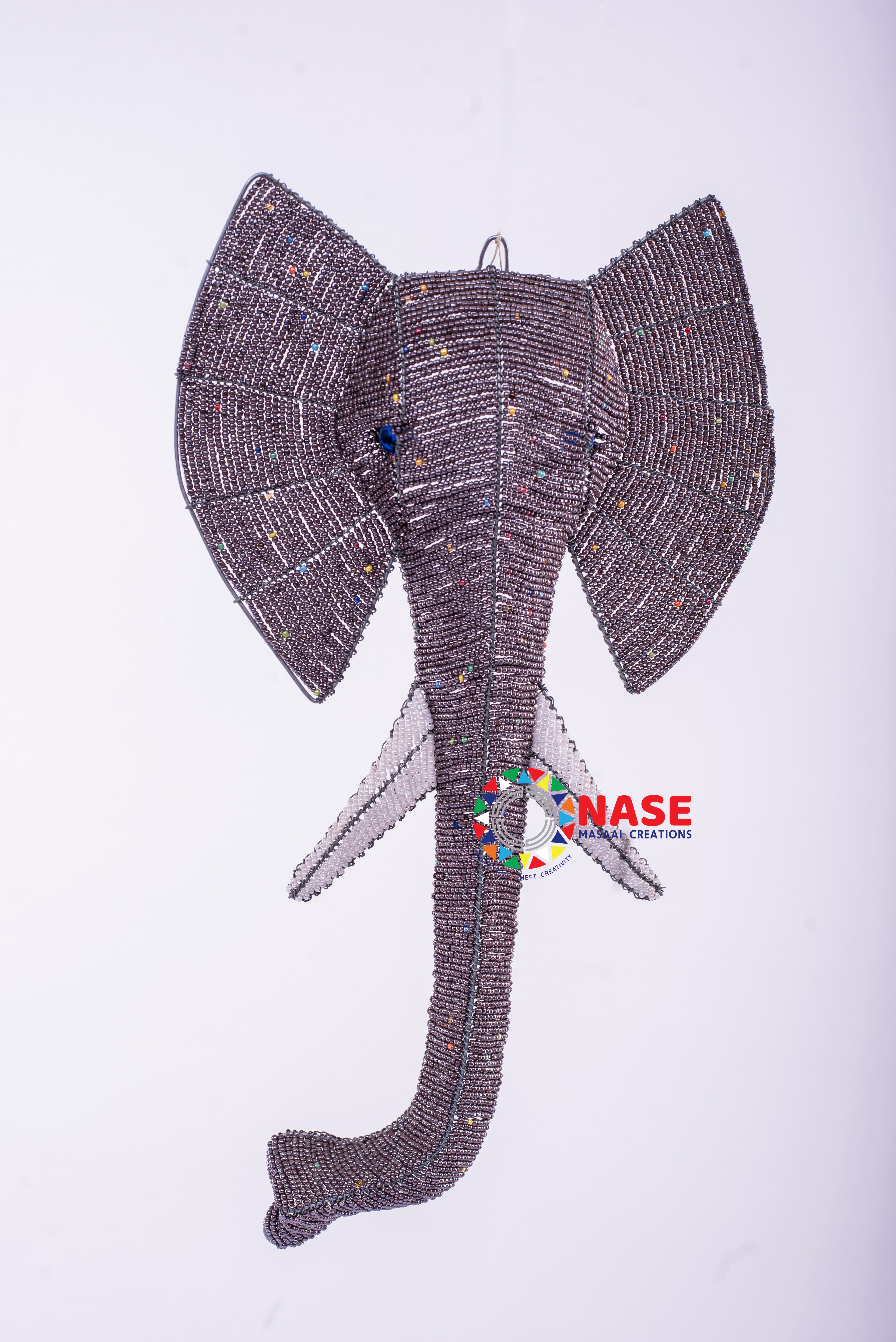 BEADED WIRE AND BEADS ELEPHANT HEAD