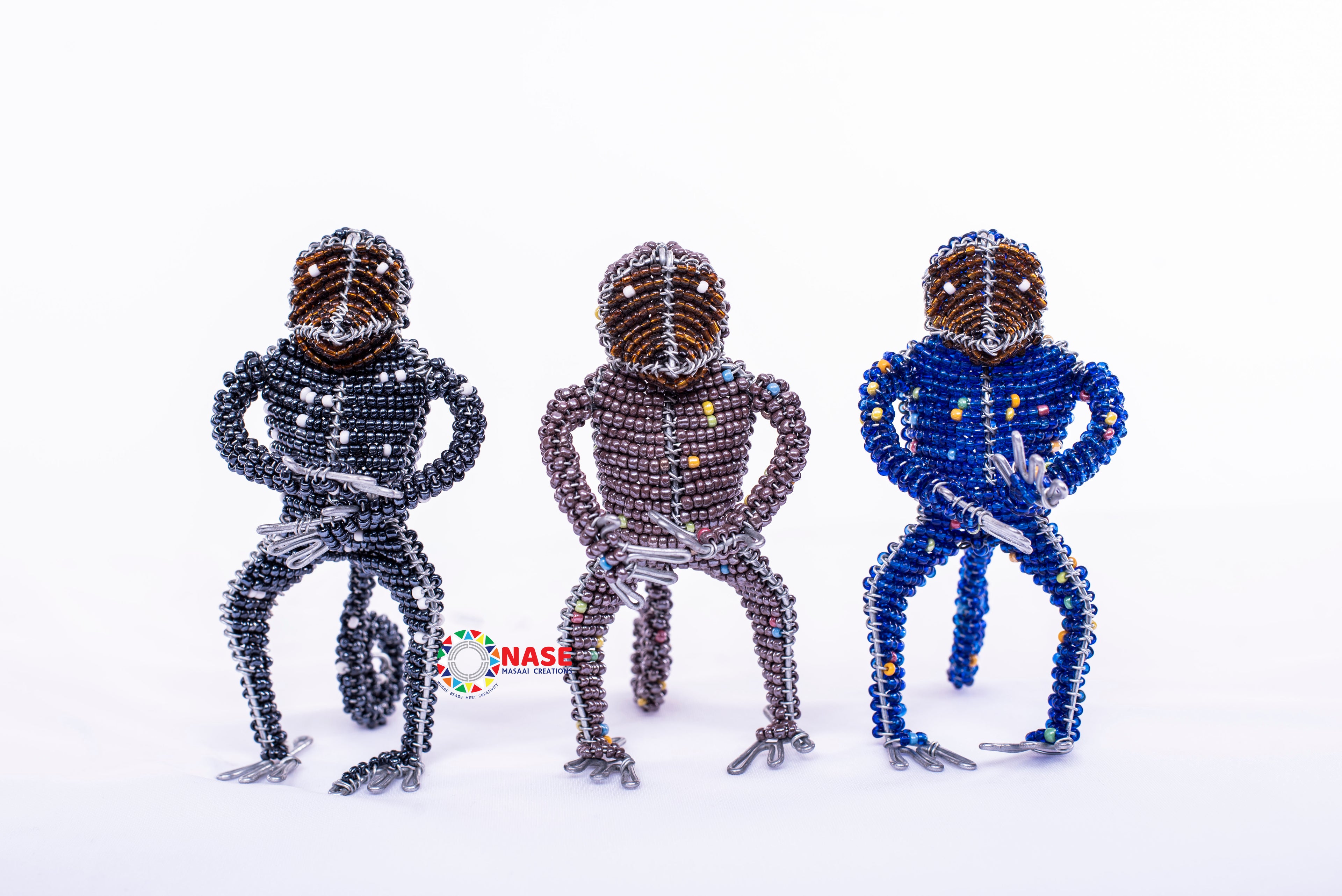 HAND MADE 3 GORILLAS BEADED